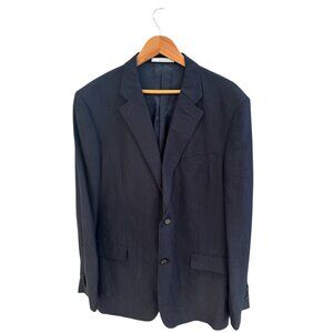 John W. Nordstrom Mens 46XL Black Linen Blazer Jacket 2-Button Notch Lapel Fully